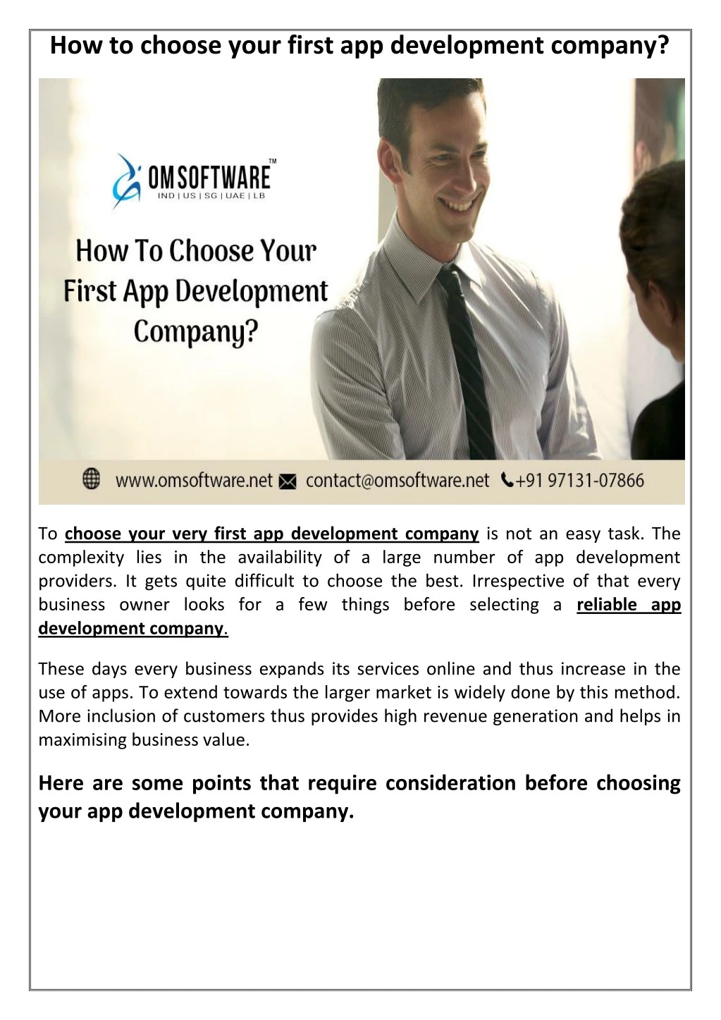 how to choose your first app development company