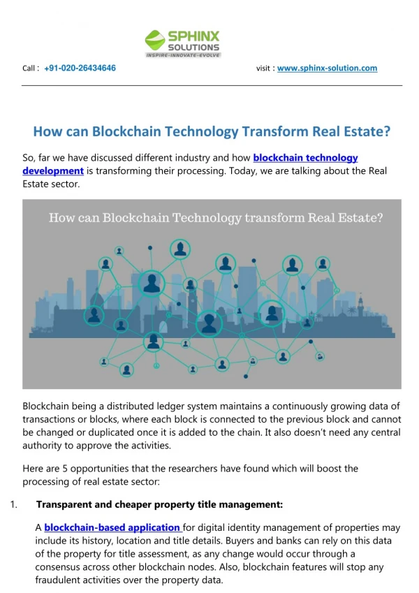 How can Blockchain Technology Transform Real Estate?