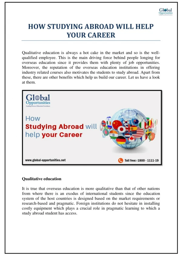 HOW STUDYING ABROAD WILL HELP YOUR CAREER