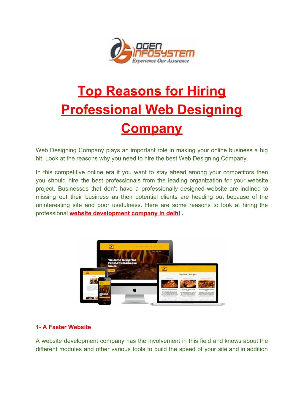 top reasons for hiring professional web designing