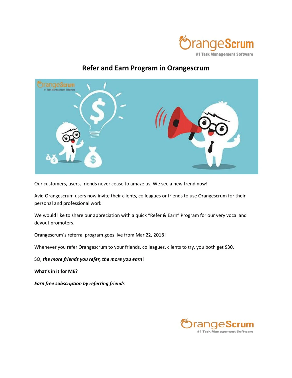 refer and earn program in orangescrum