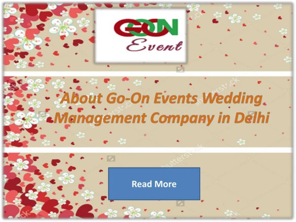 About Go-On Events Wedding Management Company in Delhi