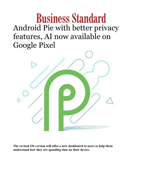Android Pie with better privacy features, AI now available on Google Pixel 