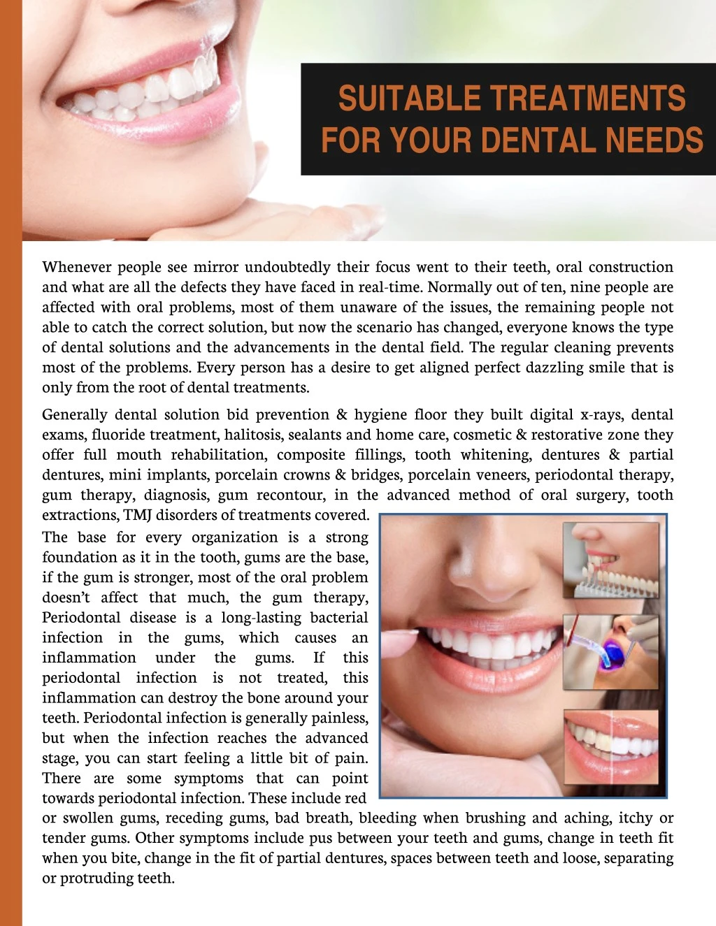 suitable treatments for your dental needs