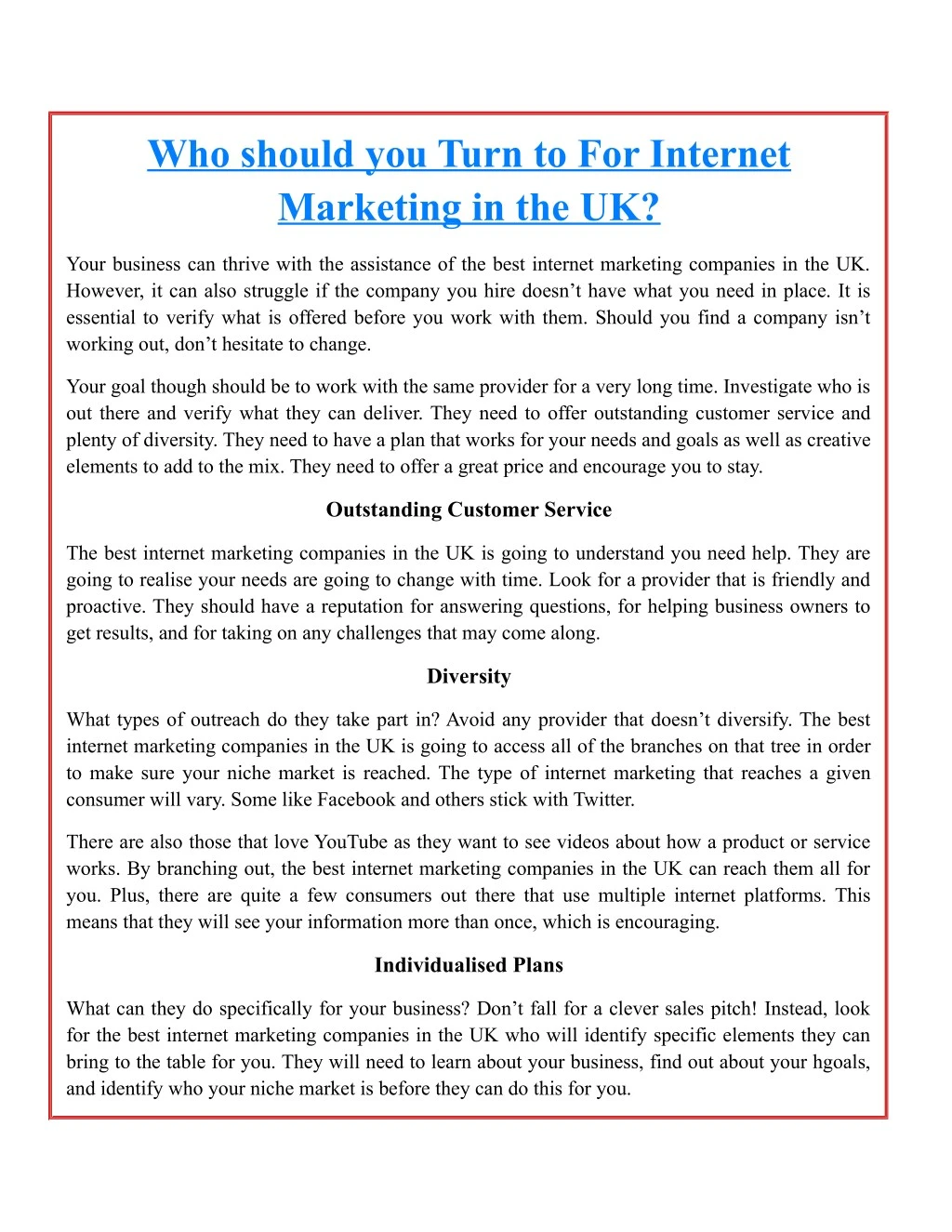 who should you turn to for internet marketing
