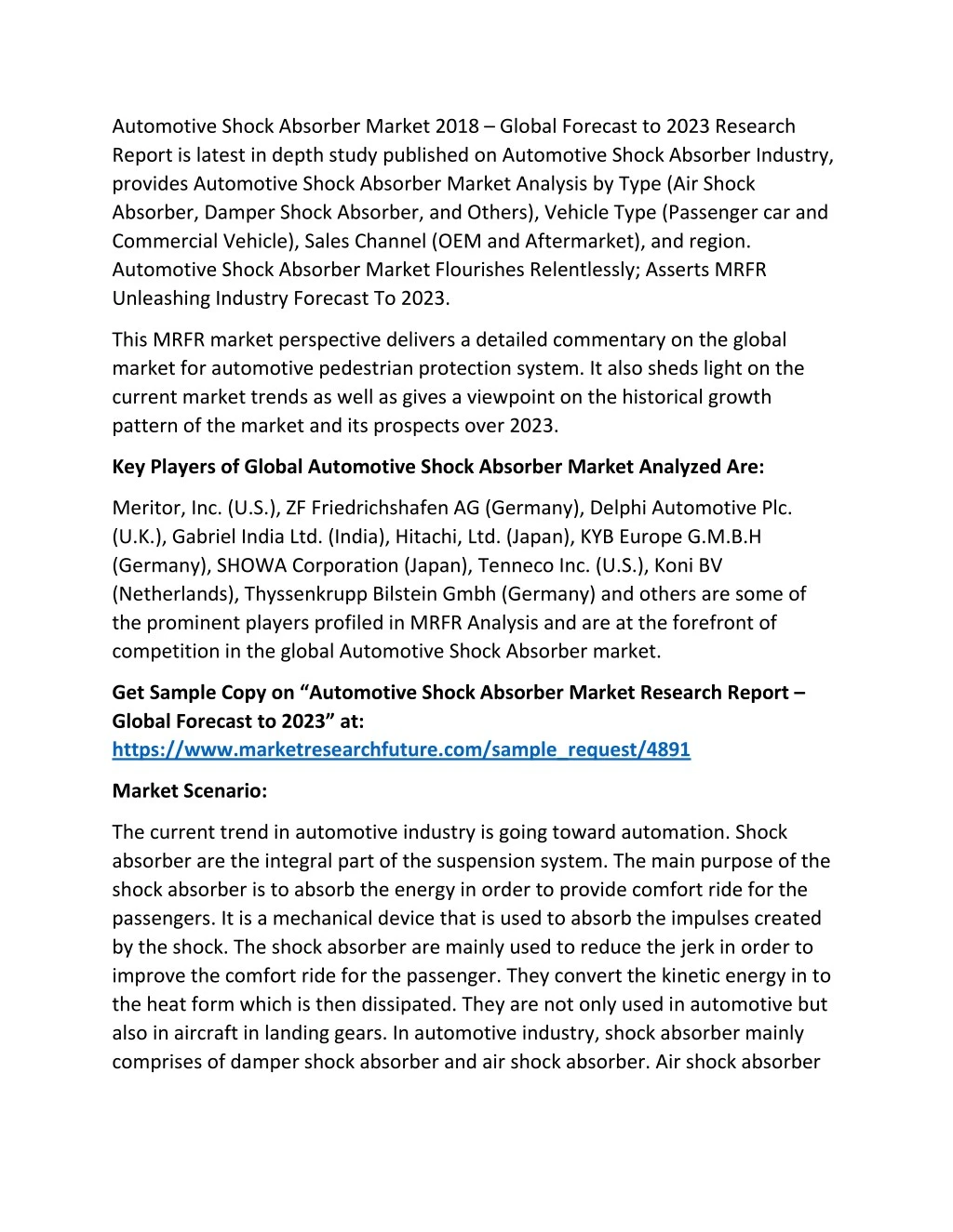 automotive shock absorber market 2018 global