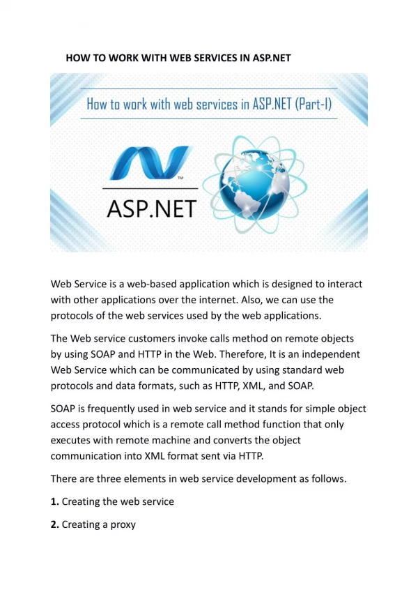 HOW TO WORK WITH WEB SERVICES IN ASP.NET