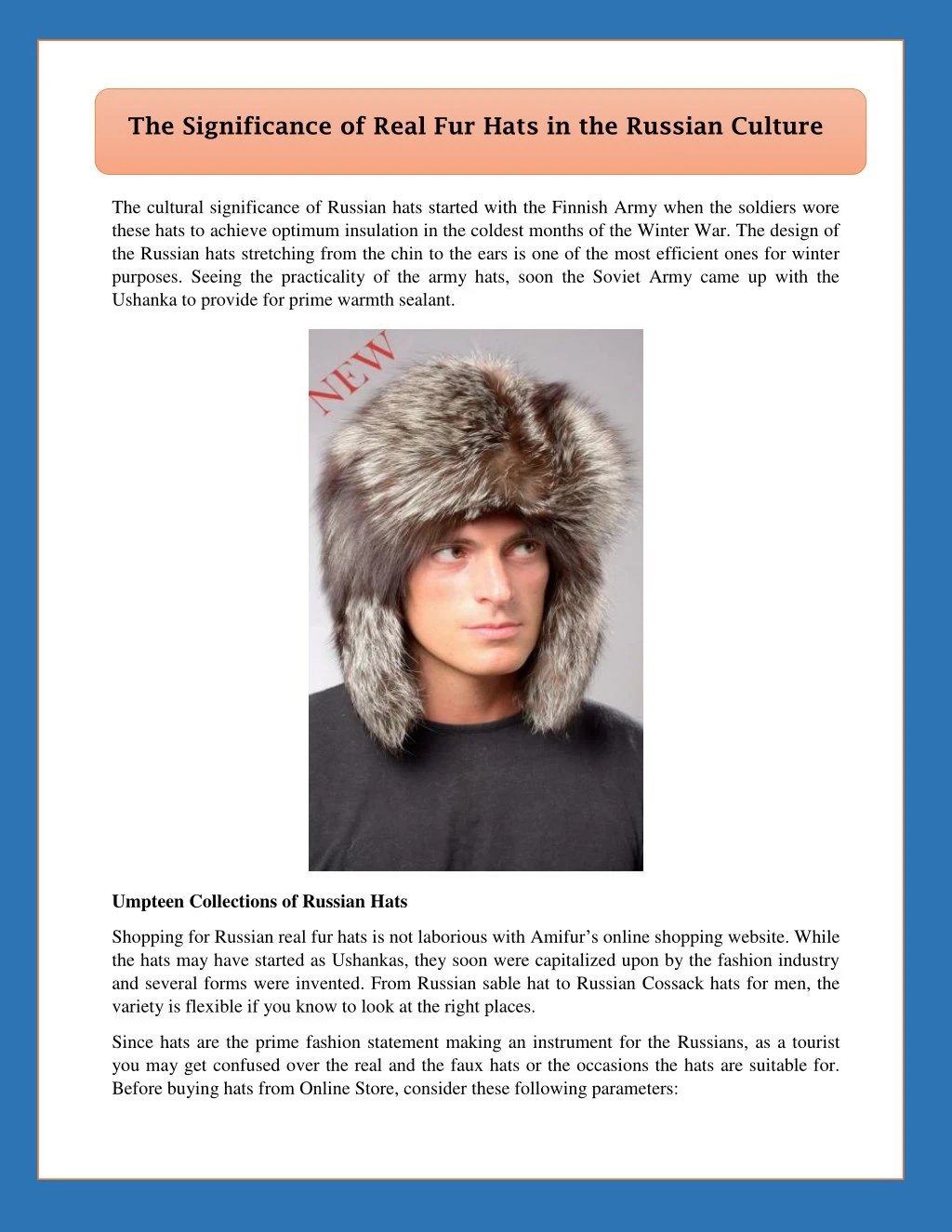 the significance of real fur hats in the russian