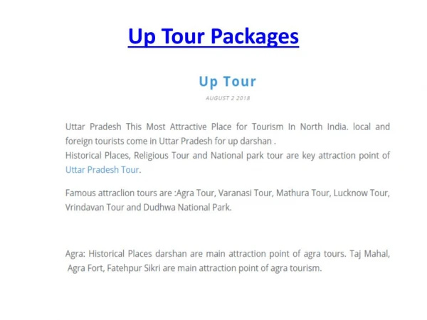Uttar Pradesh Tourism Package Tours