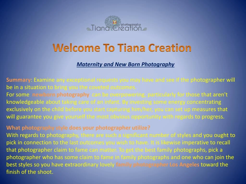 welcome to tiana creation