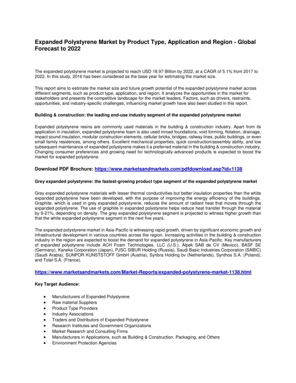 expanded polystyrene market by product type