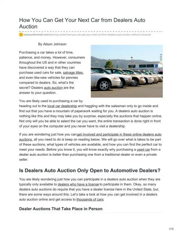 How You Can Get Your Next Car from Dealers Auto Auction