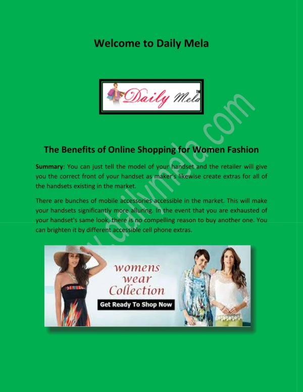 Online shopping mall, buy online mobile accessories, online fashion for women