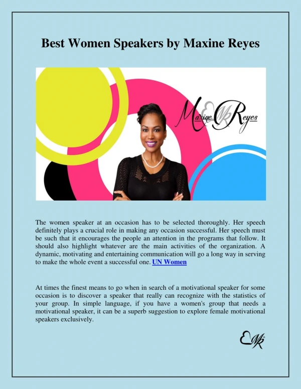 Best Women Speakers by Maxine Reyes