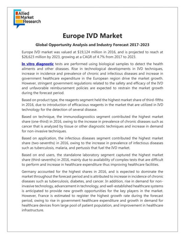 IVD Market in Europe