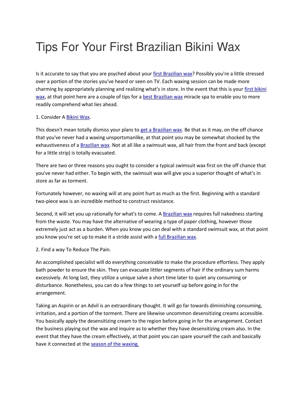 tips for your first brazilian bikini wax