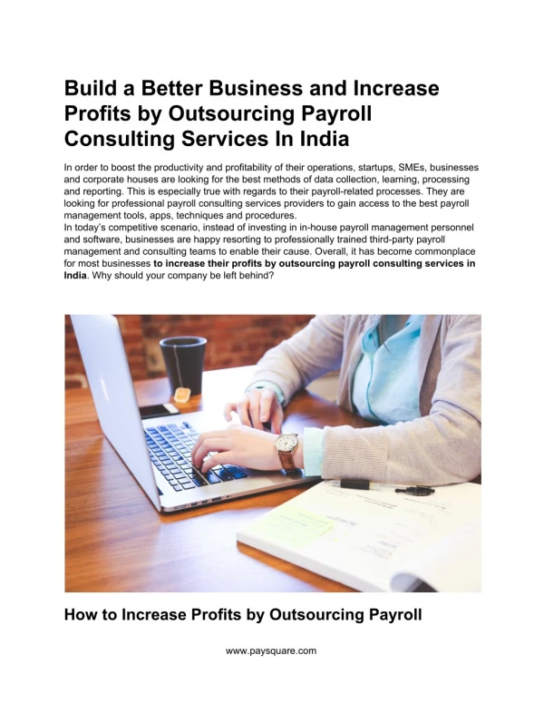 Build a Better Business and Increase Profits by Outsourcing Payroll Consulting Services In India