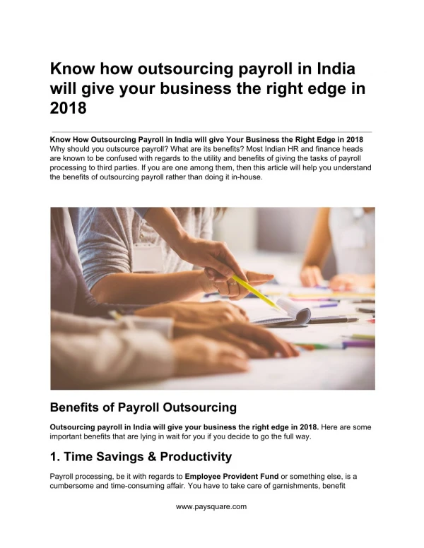 Know how outsourcing payroll in India will give your business the right edge in 2018