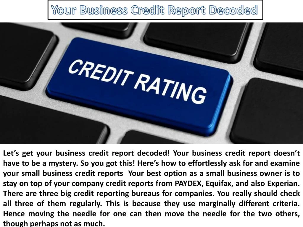 your business credit report decoded