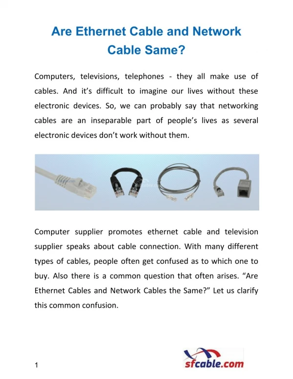 Are Ethernet Cable and Network Cable Same?
