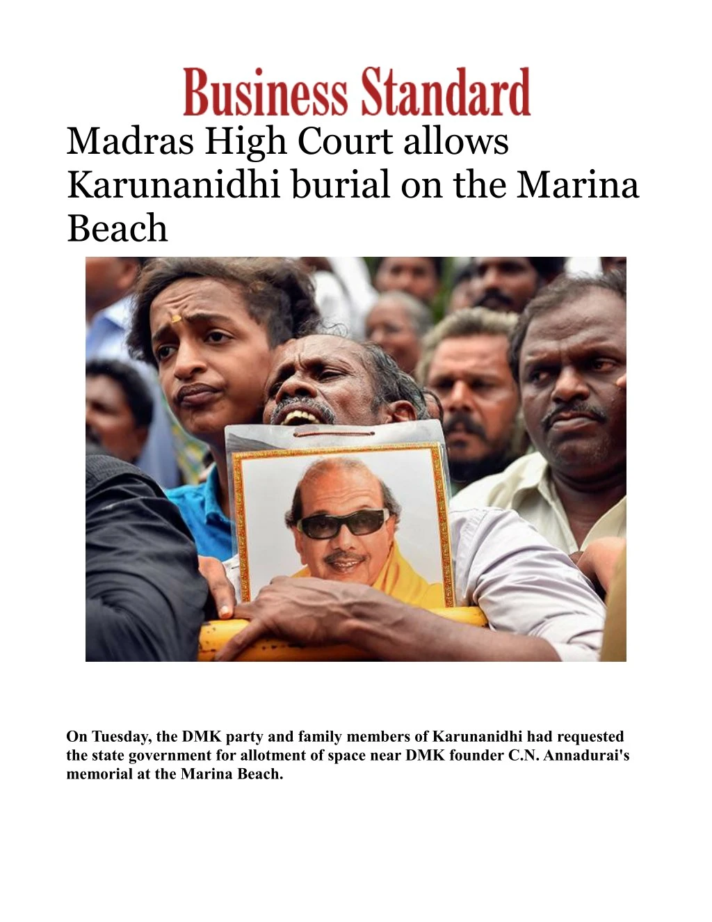 madras high court allows karunanidhi burial