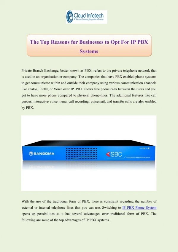 The Top Reasons for Businesses to Opt For IP PBX Systems