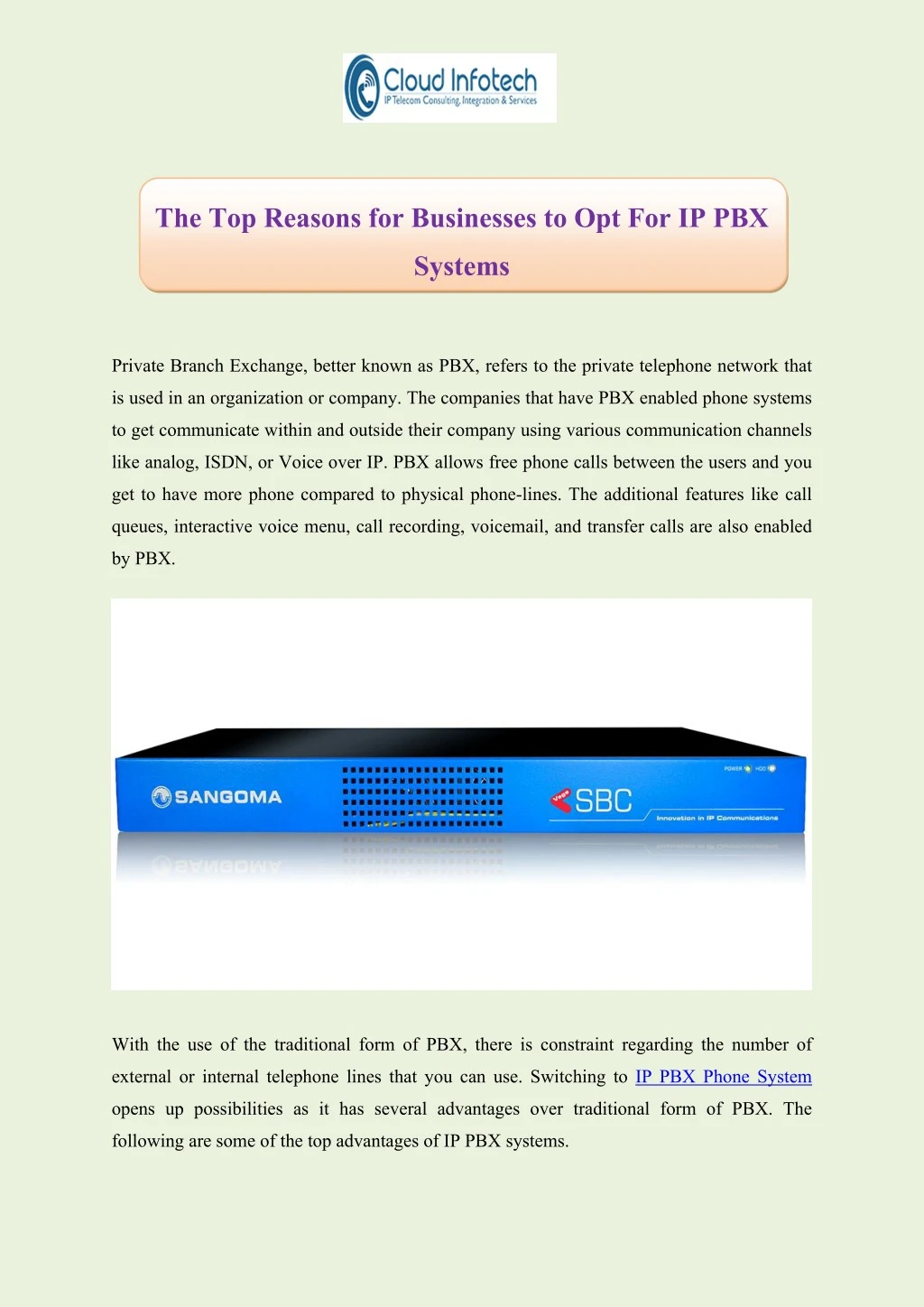 the top reasons for businesses to opt for ip pbx