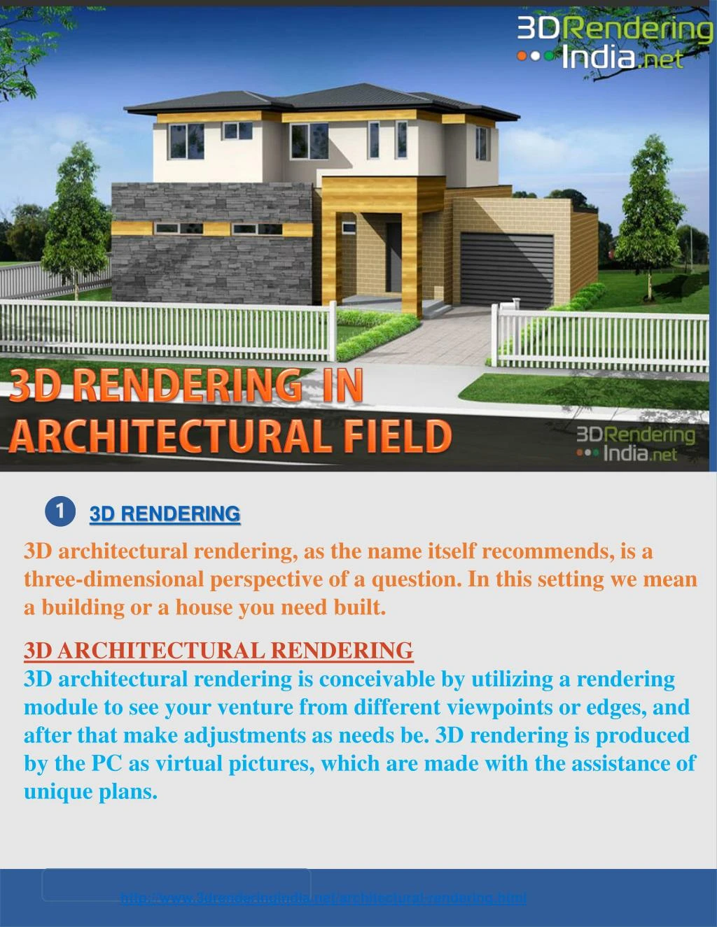 3d rendering in architectural field