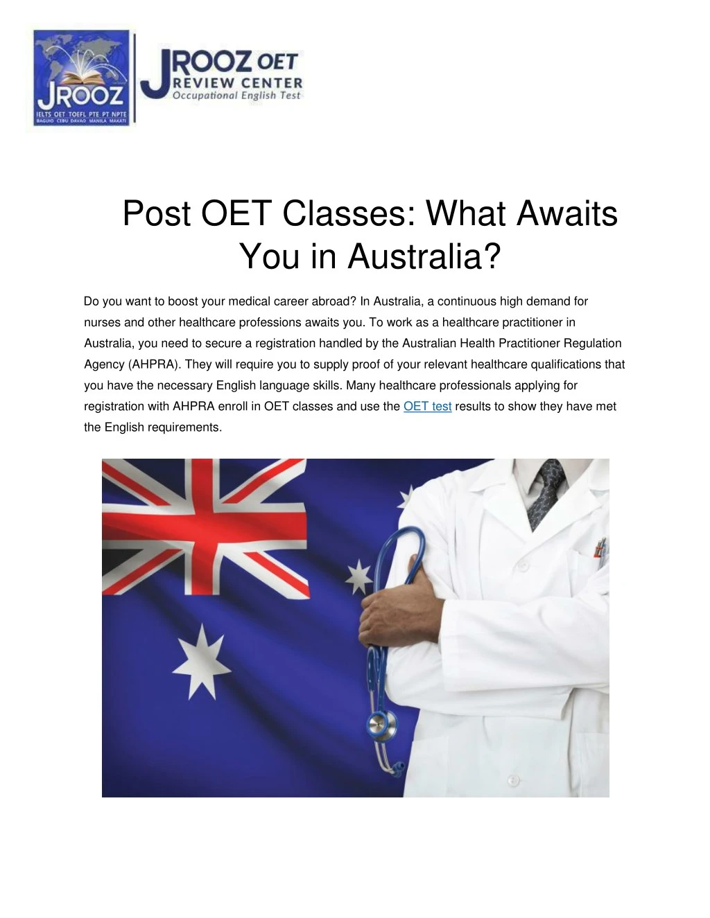 post oet classes what awaits you in australia