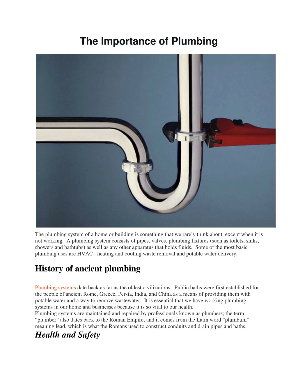 the importance of plumbing