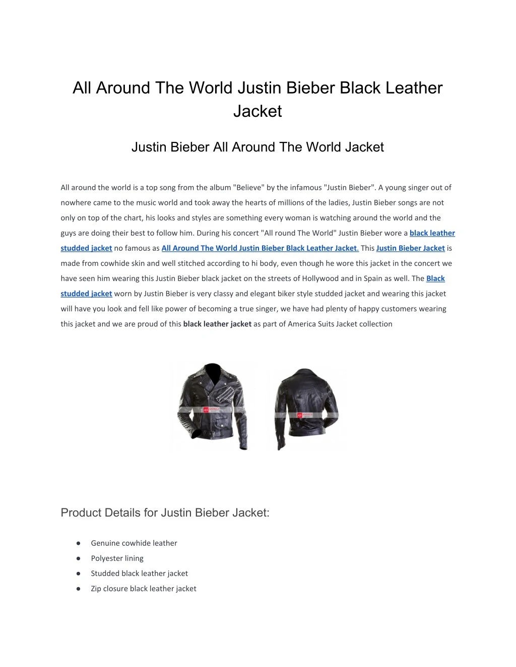 all around the world justin bieber black leather