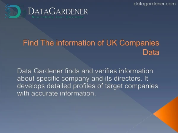 Find The Full information of UK Companies Data
