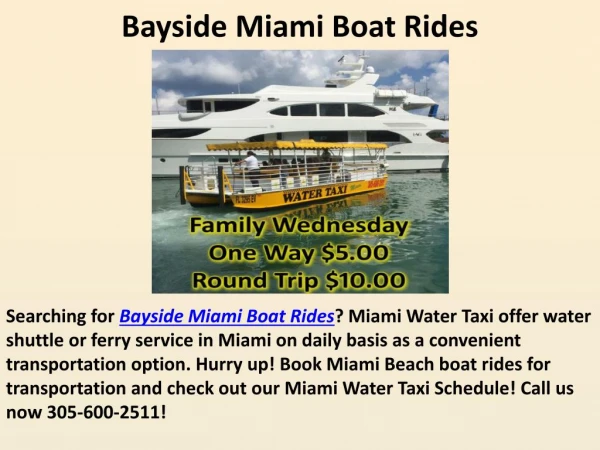 Bayside Miami Boat Rides