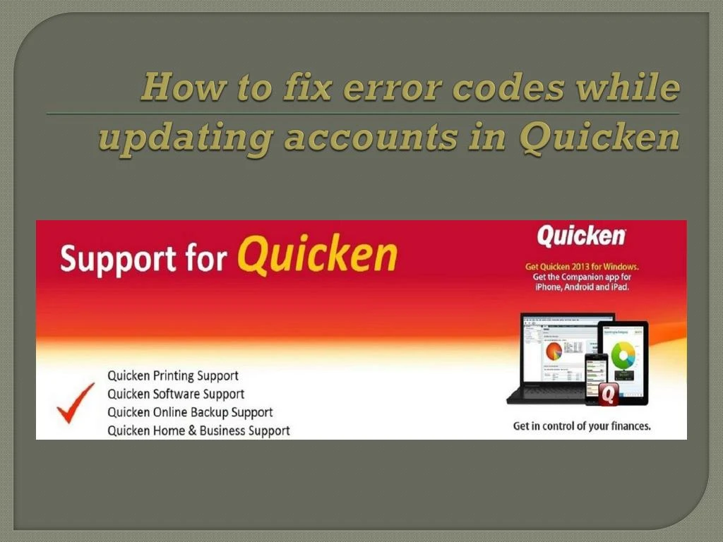 how to fix error codes while updating accounts in quicken