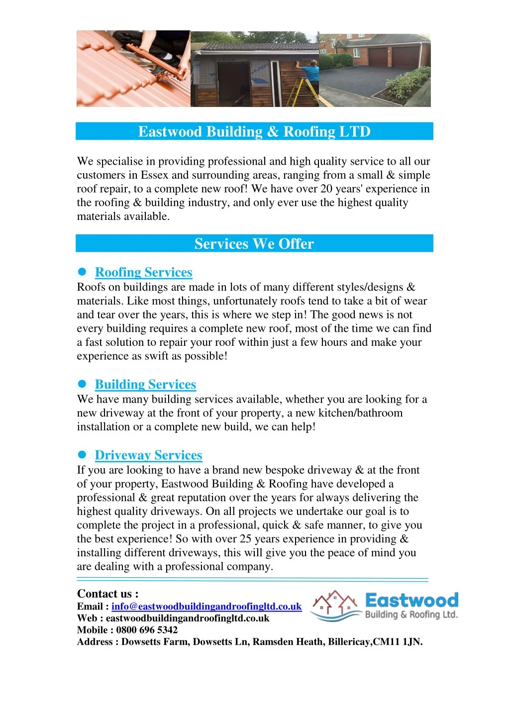 eastwood building roofing ltd