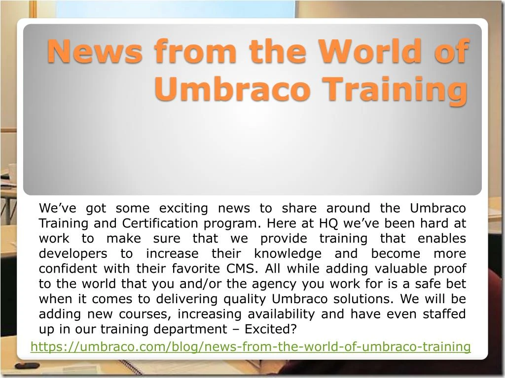 news from the world of umbraco training