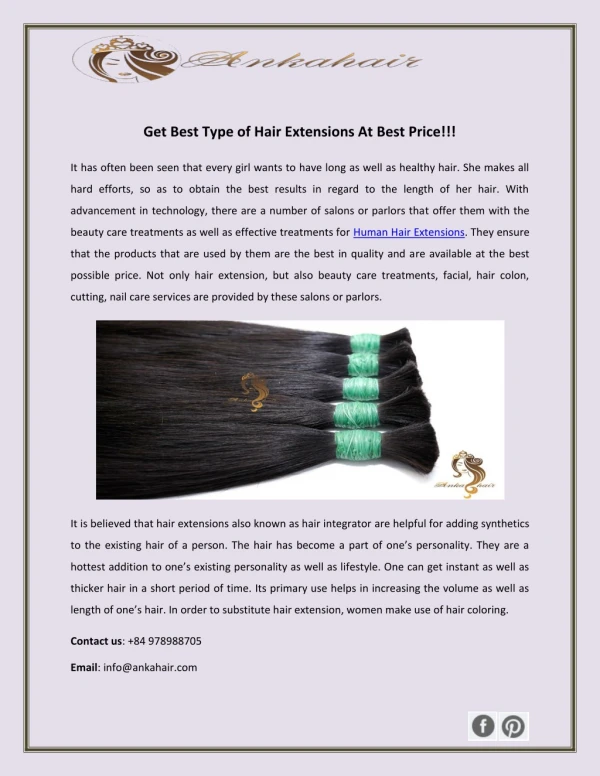 Get Best Type of Hair Extensions At Best Price!!!