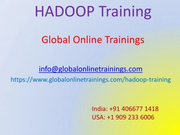 Hadoop Training | Best Big data Hadoop Online training - GOT