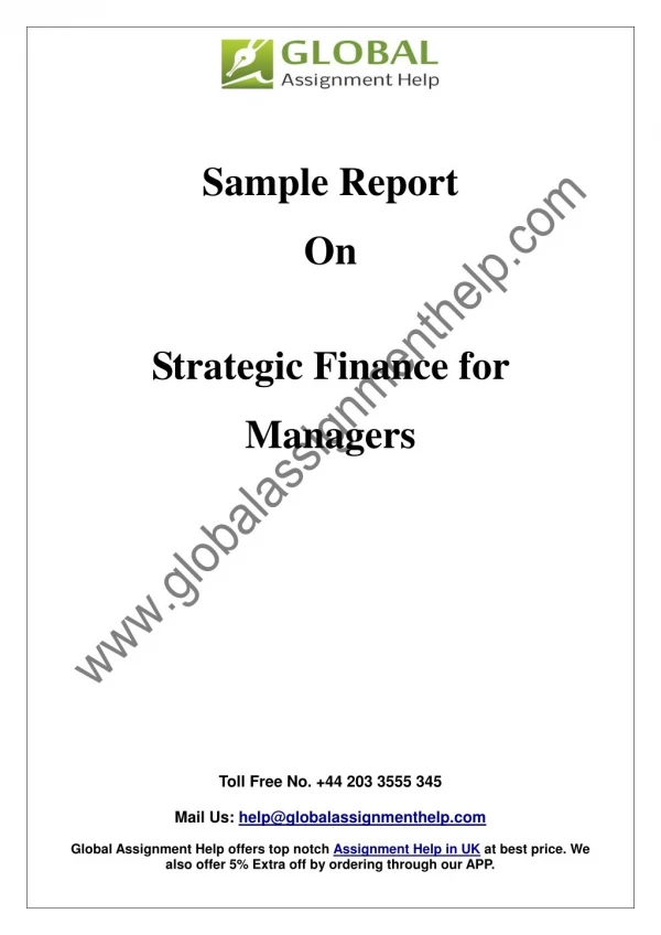 Sample on Strategic Finance for Managers