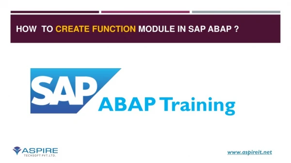 How To Create Functional Module in SAP ABAP - SAP ABAP Training | Aspire Techsoft