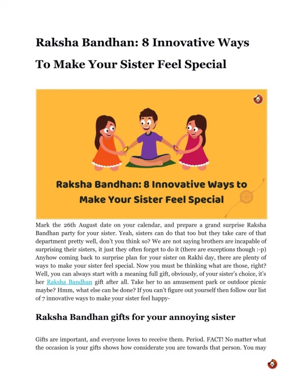 Raksha Bandhan: 8 Innovative Ways To Make Your Sister Feel Special