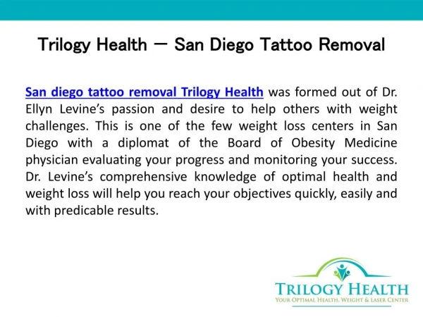 Trilogy Health - San Diego Tattoo Removal