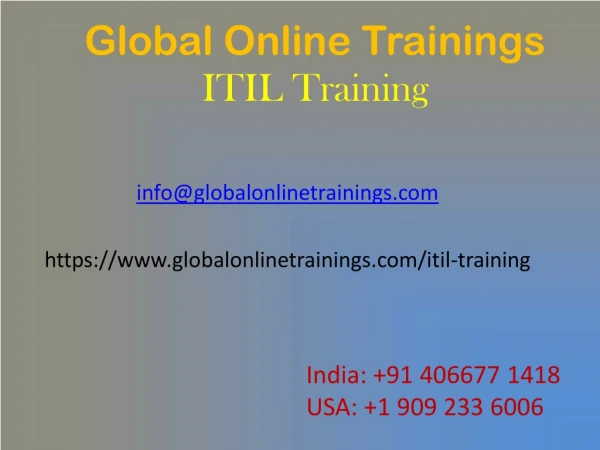 ITIL Training | Best ITIL V3 Foundation Certification Online training
