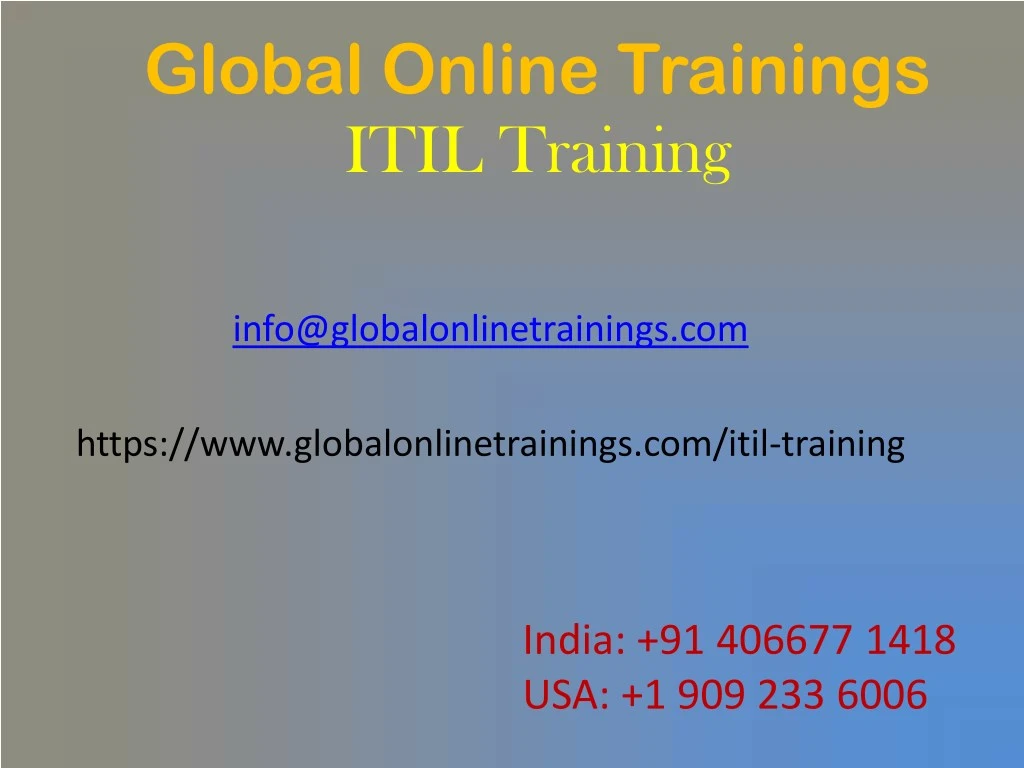 global online trainings itil training