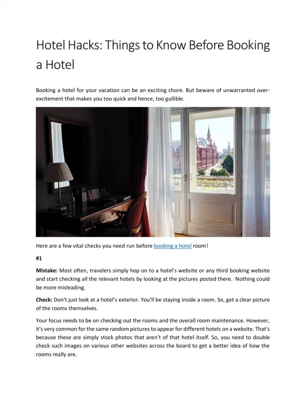 Hotel Hacks: Things to Know Before Booking a Hotel