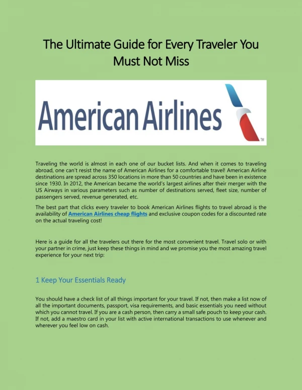 American Airline Phone Number Customer Service