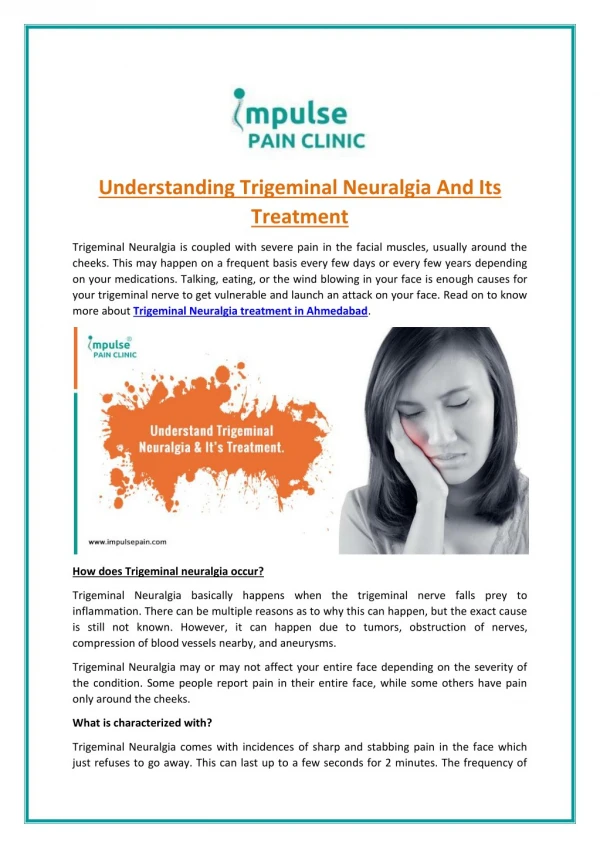 Consult Your Doctor for Right Trigeminal Neuralgia Treatment