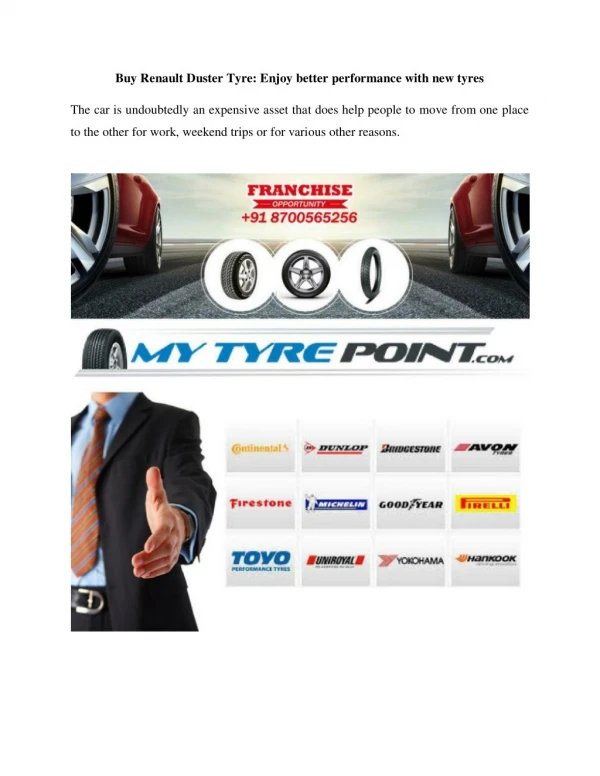 Buy Renault Duster Tyre: Enjoy better performance with new tyres