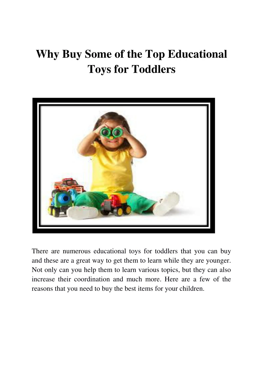 why buy some of the top educational toys