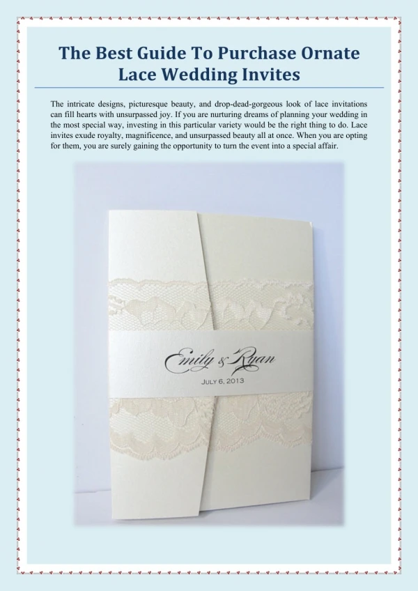 The Best Guide To Purchase Ornate Lace Wedding Invites